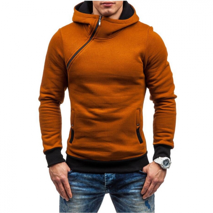 oblique zipper hoodie