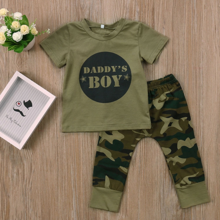 Boys T-Shirts & Shorts Set Army Military Camouflage Kids Clothes Ages 4-14 Years