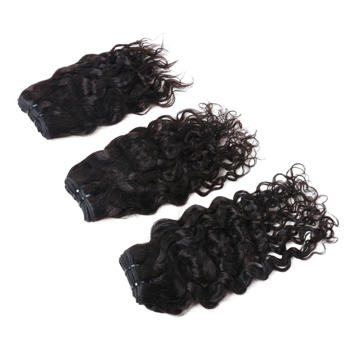 BHF 8A Brazilian Water Wave 50g/pc Hair Weave 3 Bundles Human Hair 8-14&quot; Natural Black Virgin Hair