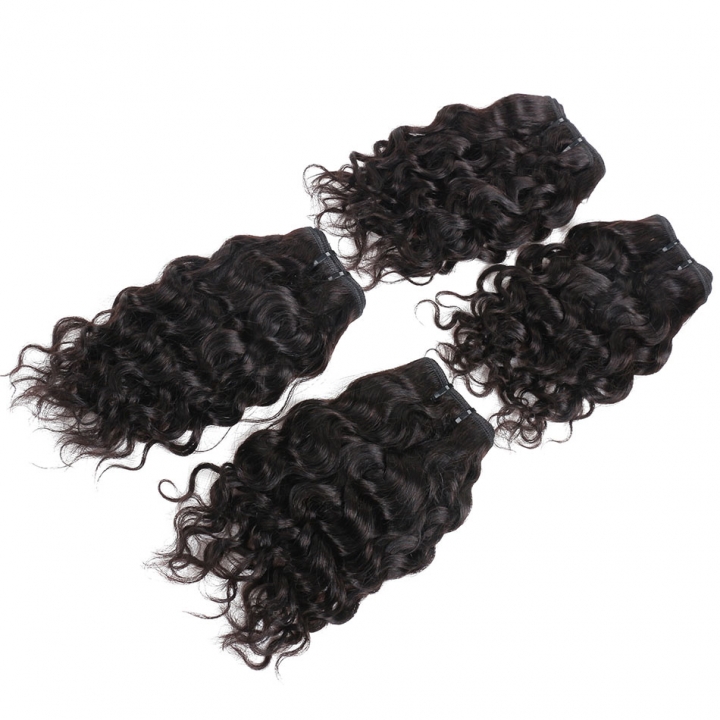BHF 8A Brazilian Water Wave Virgin hair 4 Bundles 8-14&quot; with Natural Black 100% Human Hair 50g/pc