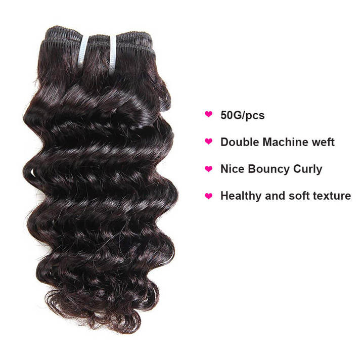 BHF 4 Bundles Brazilian Deep Wave 100% Human Hair  Weaves Bundles 50G/pc Remy Human Hair