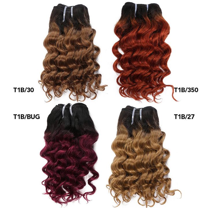 Ombre 50g Deep Wave 8 Inches T1b Bug 30 350 27 Human Hair Extensions Non Remy Hair Weave Bundles T1b Bug 8