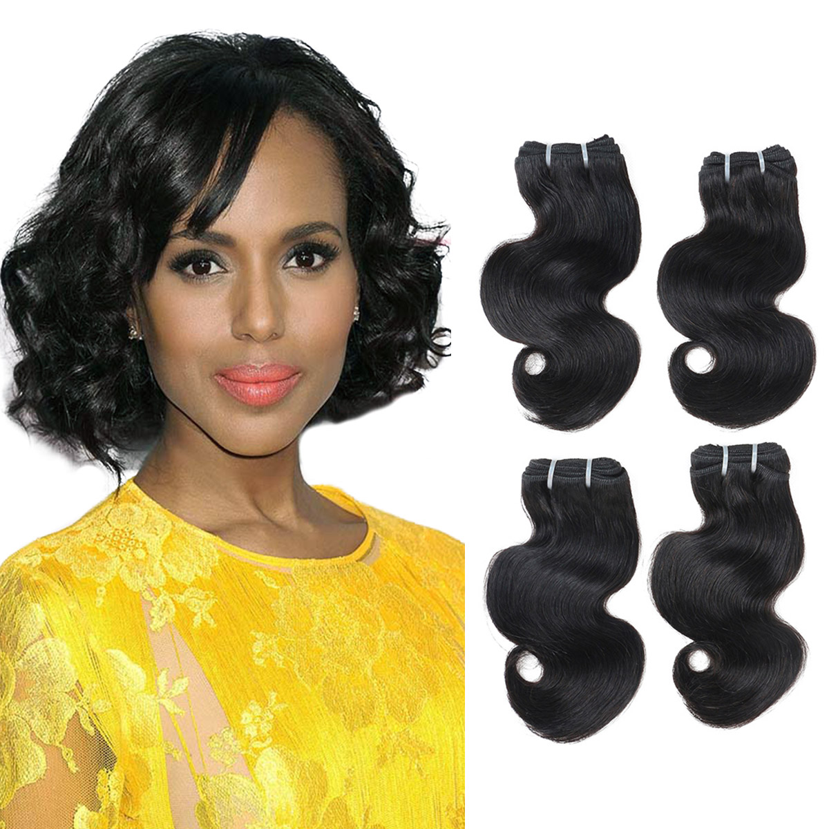 BHF Peruvian Body Wave Virgin Hair 4 Bundles 100% Human Hair Extensions 8-24&quot; 50G/PC Weaving