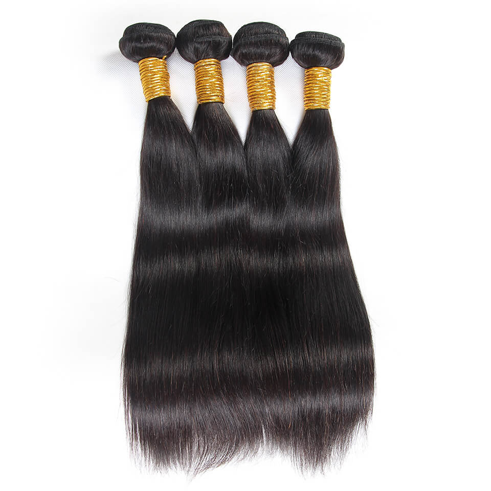 BHF 4 Bundles Straight Human Hair Unprocessed Peruvian Virgin Hair Weave Bundles 8-24inch 50g/pc