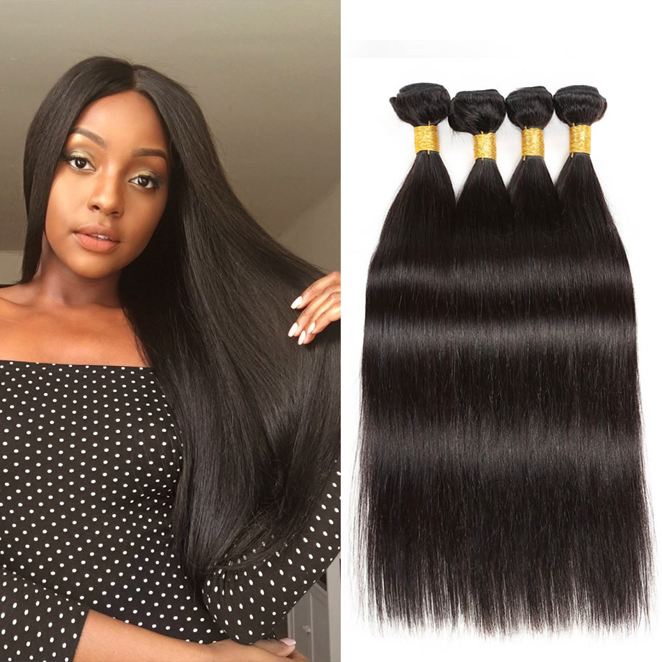 BHF 8A Brazilian Straight Hair 4 Bundles 100% Human Hair 8&quot;-24&quot; 50g/pc Natural Black Virgin Hair