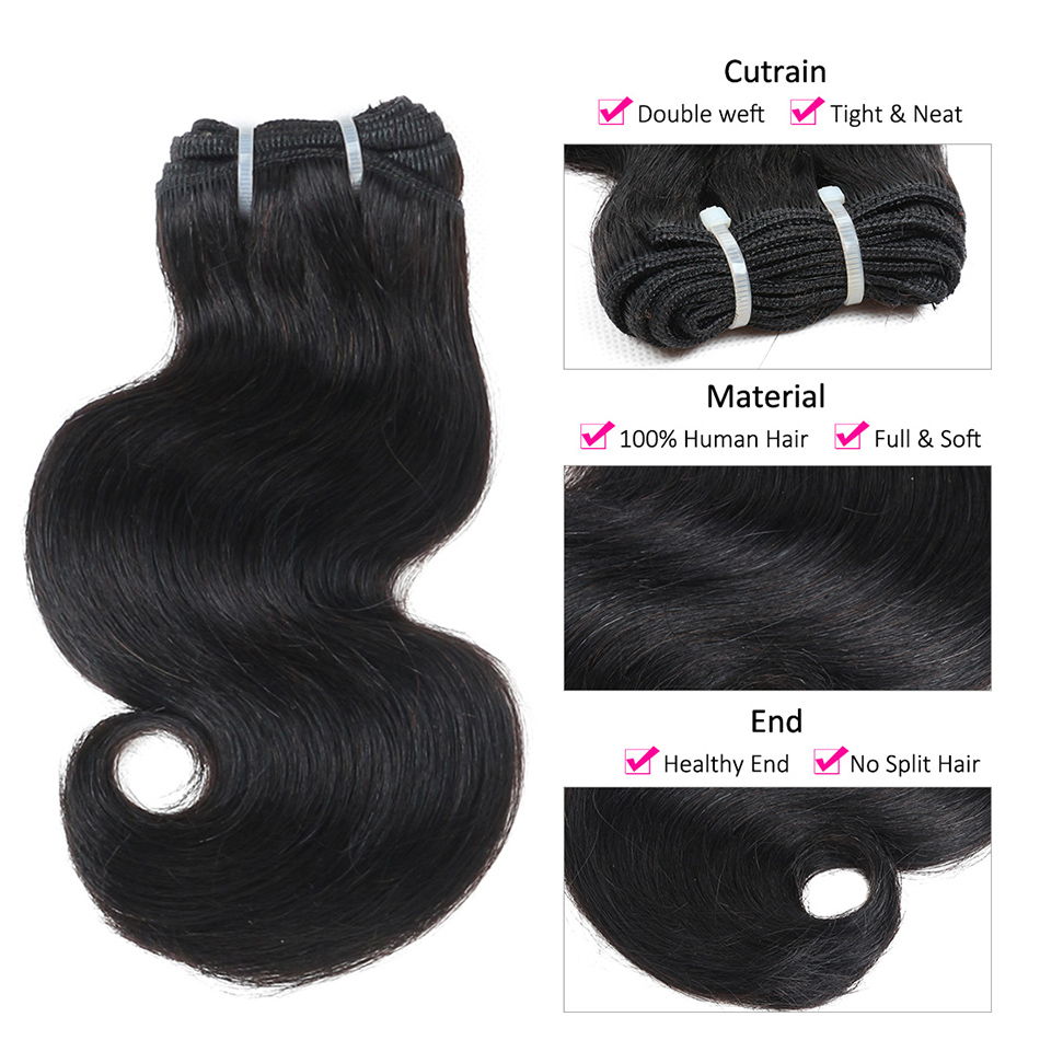 BHF 8A Brazilian Virgin Hair Body Wave 50G/PC 3 Bundles 100% Human Hair weave 8-24&quot; Natural Black