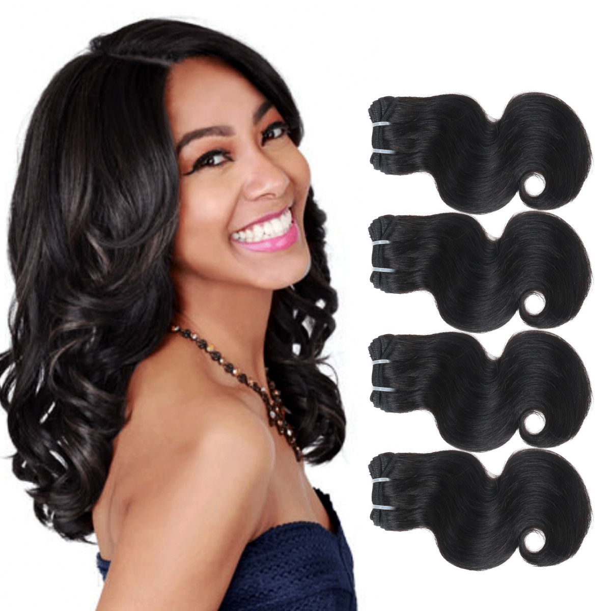 BHF 8A Malaysian Virgin Hair Body Wave 4 Bundles 100% Human Hair Weave 8-24&quot; 50G/PC Natural Color