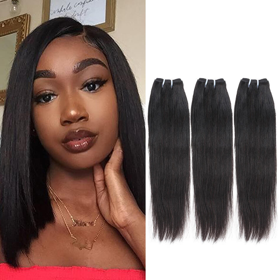 Brazilian Straight Hair 3 Bundles 8-24&quot; 8A Unprocessed Human Hair Weave Bundles Nature Color 50g/pcs