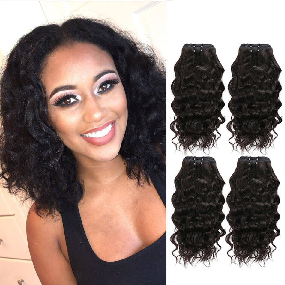 BHF Peruvian Water Wave 4 Bundles 50g/pc Unprocessed Virgin Hair Bundles Natural Color Hair Weave