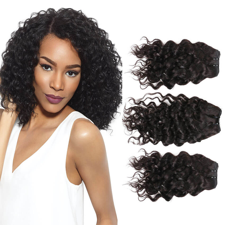 BHF Indian Water Wave Human Hair Bundles 3 Pcs Indian Virgin Hair Natural Black can be Dyed/Bleached