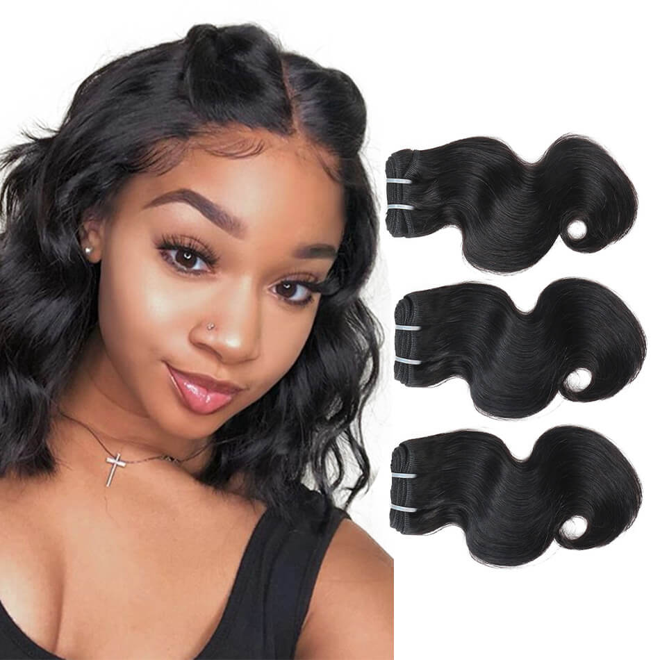BHF 8A Brazilian Virgin Hair Body Wave 50G/PC 3 Bundles 100% Human Hair weave 8-24&quot; Natural Black