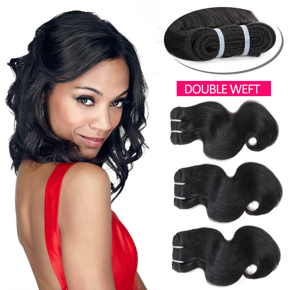 BHF 3 Bundles Indian Body Wave 8A Hair Weave Natural Black Hair Weave 50g/PC 100% Human Virgin Hair