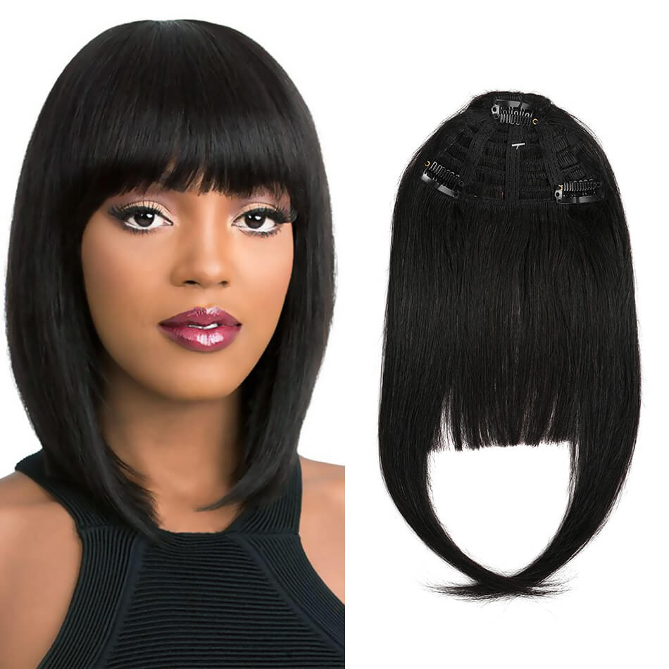 BHF Human Hair Bangs 8inch 20g Front 3 clips in Straight Remy Natural Human Hair Fringe All Colors
