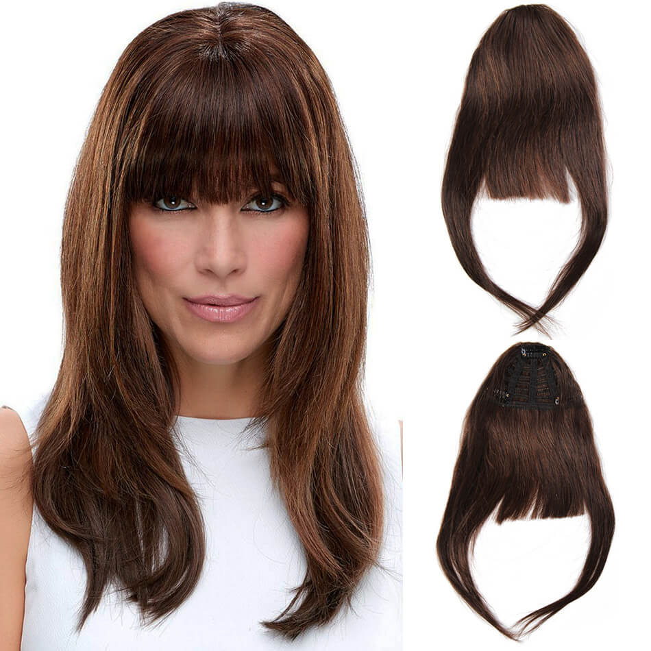 BHF Human Hair Bangs 8inch 20g Front 3 clips in Straight Remy Natural Human Hair Fringe All Colors