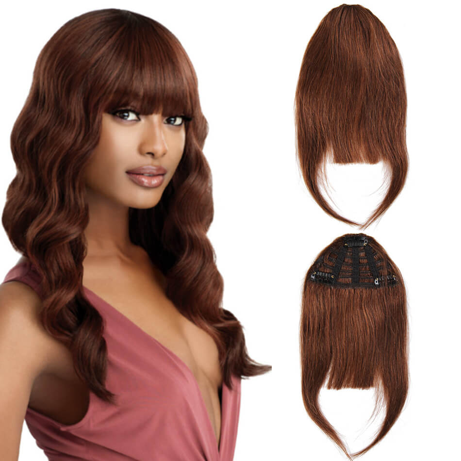 BHF Human Hair Bangs 8inch 20g Front 3 clips in Straight Remy Natural Human Hair Fringe All Colors