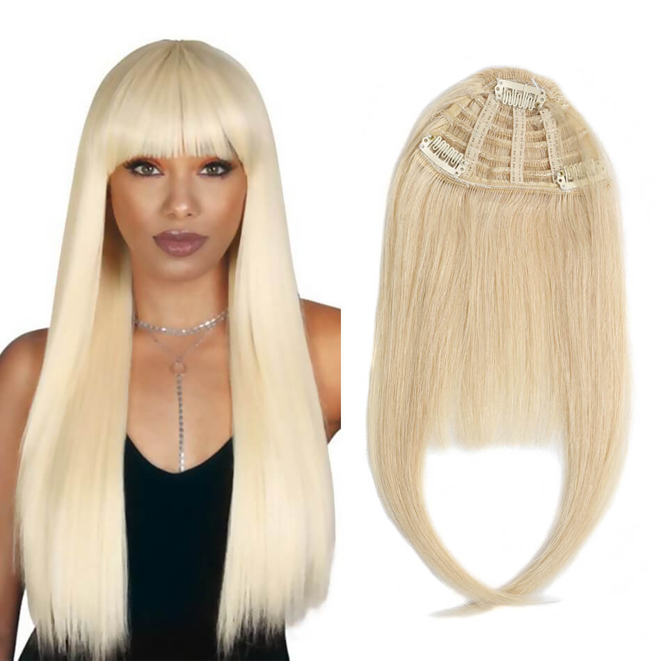 BHF Human Hair Bangs 8inch 20g Front 3 clips in Straight Remy Natural Human Hair Fringe All Colors