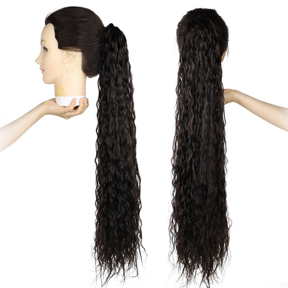 BHF Water Wave 28inch Ponytail Synthetic Hairpiece Wrap on Clip Hair Extensions PonyTail 150G/PC