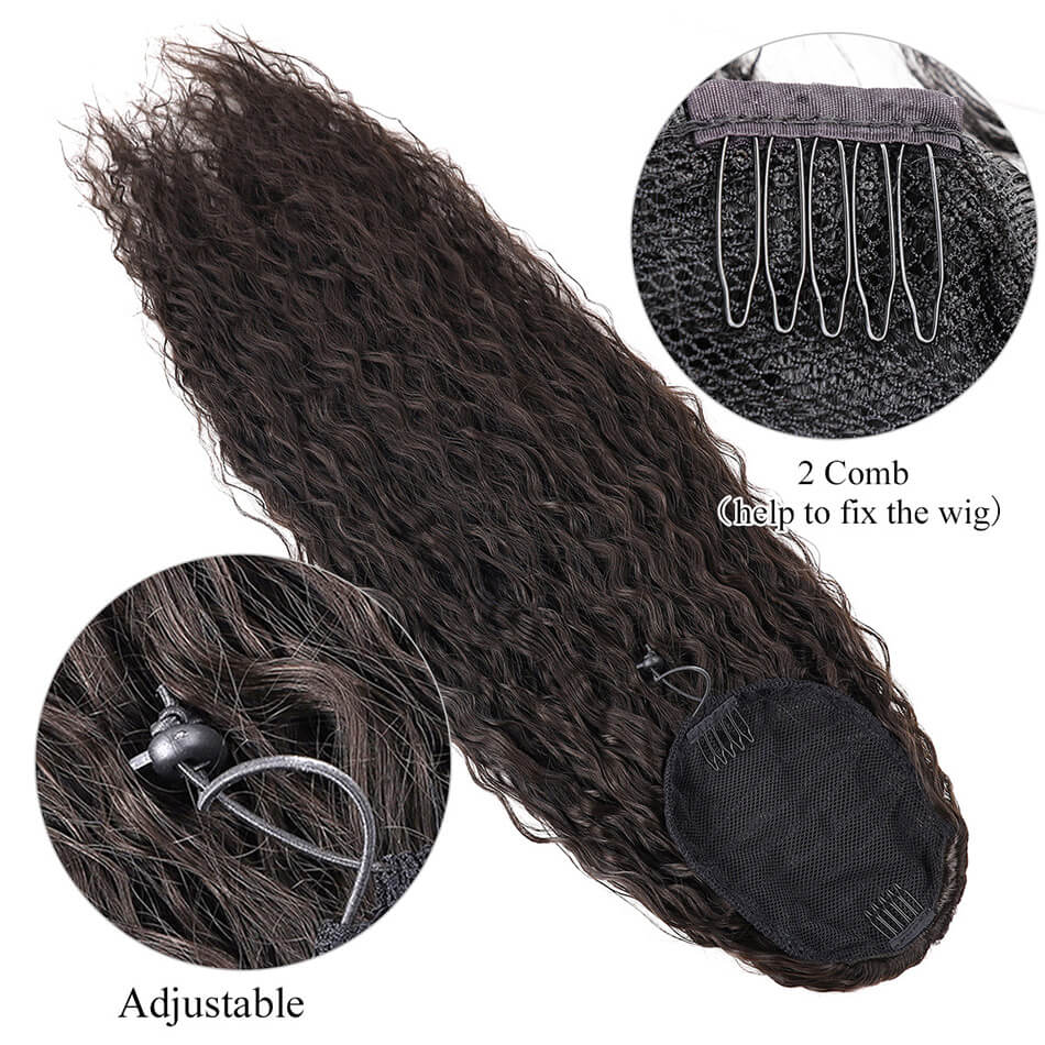 BHF Water Wave 28inch Ponytail Synthetic Hairpiece Wrap on Clip Hair Extensions PonyTail 150G/PC