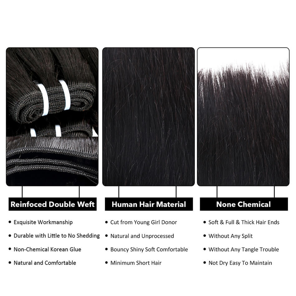 BHF Brazilian Straight Human Hair Weave Bundles 8-24inch 50G/PC Unprocessed Human Hair 1PC/LOT