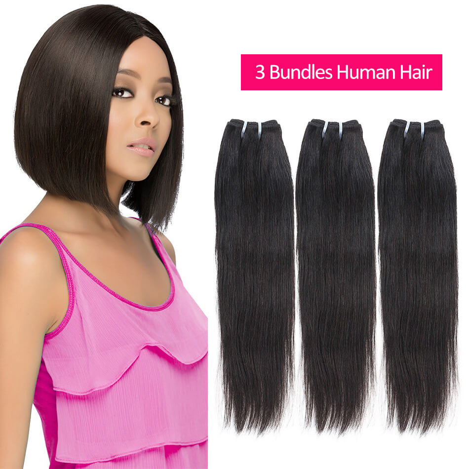 8A Unprocessed Peruvian Virgin Straight Hair 3 Bundles Double Weft 8&quot;-24&quot; Human Hair Bundles 50g/pc