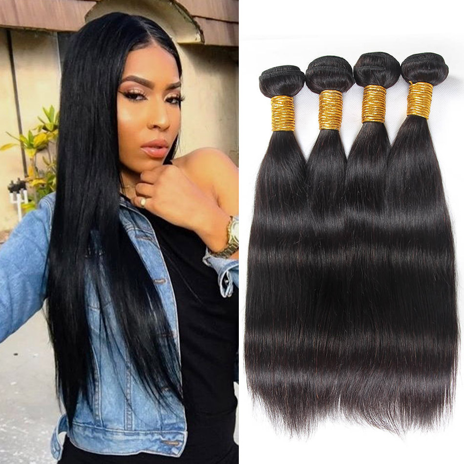 BHF 4 Bundles Straight Human Hair Unprocessed Peruvian Virgin Hair Weave Bundles 8-24inch 50g/pc