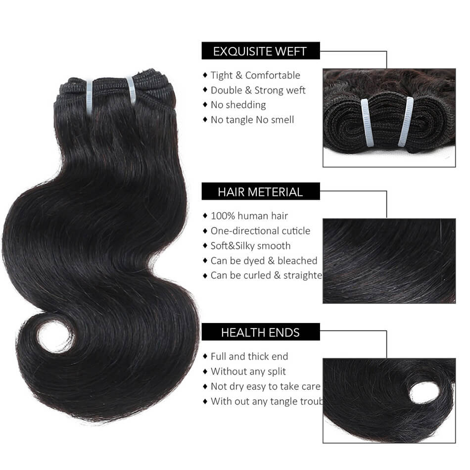 BHF Brazilian 8A Body Wave Hair 4 Bundles Human Hair Extensions 50G/PC Natural Black Virgin Hair
