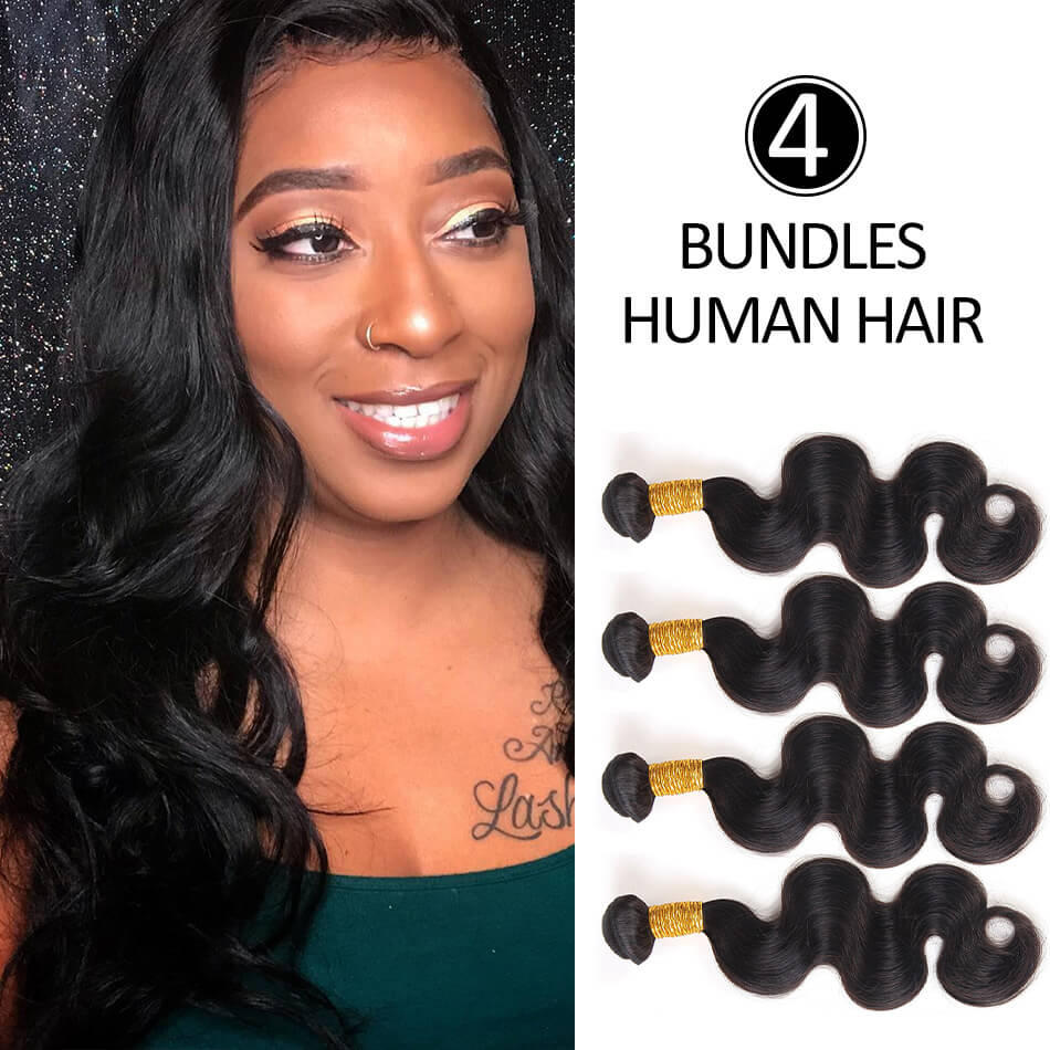 BHF Peruvian Body Wave Virgin Hair 4 Bundles 100% Human Hair Extensions 8-24&quot; 50G/PC Weaving