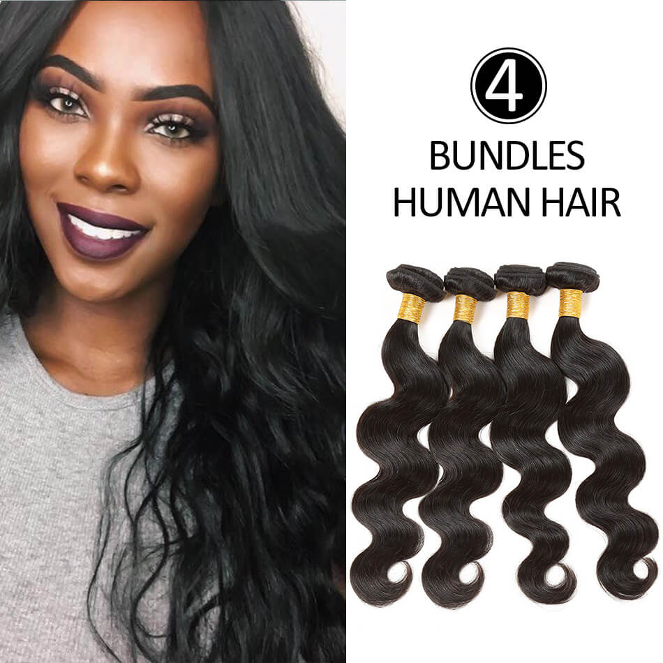 BHF Brazilian 8A Body Wave Hair 4 Bundles Human Hair Extensions 50G/PC Natural Black Virgin Hair