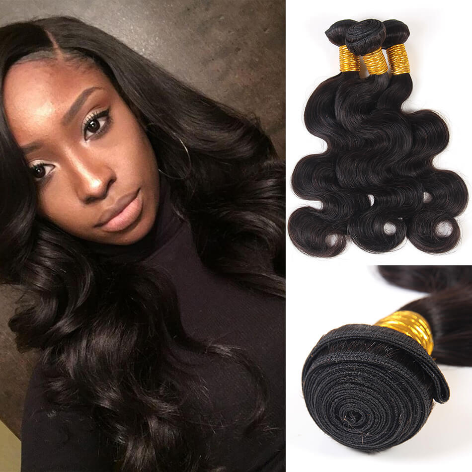 Raw Indian Hair Body Wave 3 Bundles Human Virgin Hair Weave Bundles Natural Color Hair Extensions