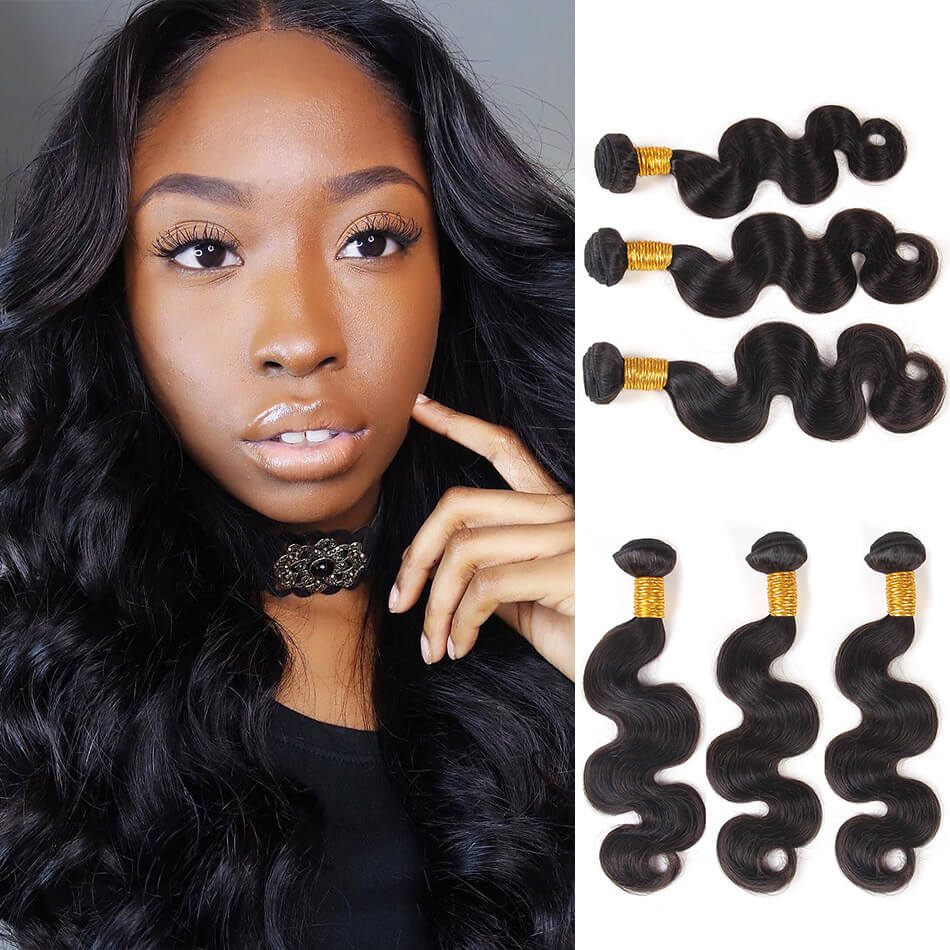 BHF Peruvian Body Wave Virgin Hair 3 Bundles 8-24Inches Human Hair Weave Bundles Double Weft 50g/pcs