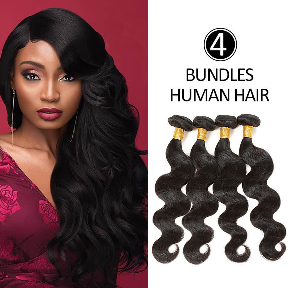 BHF Malaysian Body Wave 8A Hair Weave 4 Bundles 8-24 Inch Natural Black Human Virgin Hair  50g/Piece