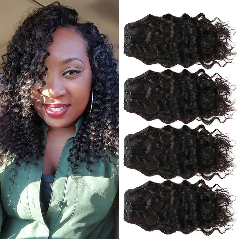 BHF Indian Water Wave 4 Bundles Natural Color 8A Unprocessed Water Curly Weave Human Hair 50g/pc