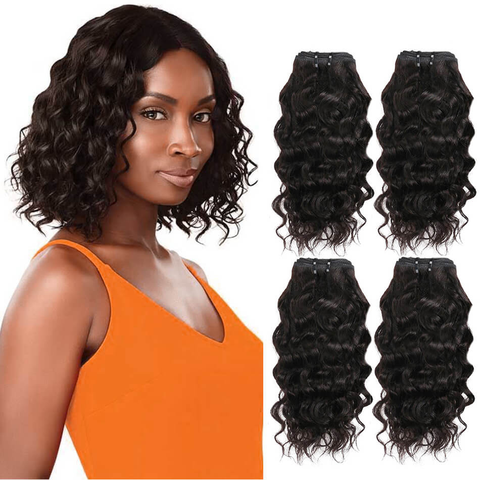 BHF 100% Unprocessed Human Hair 4 Bundles Malaysian Water Wave 50g/pc Natural Color Hair Weaving
