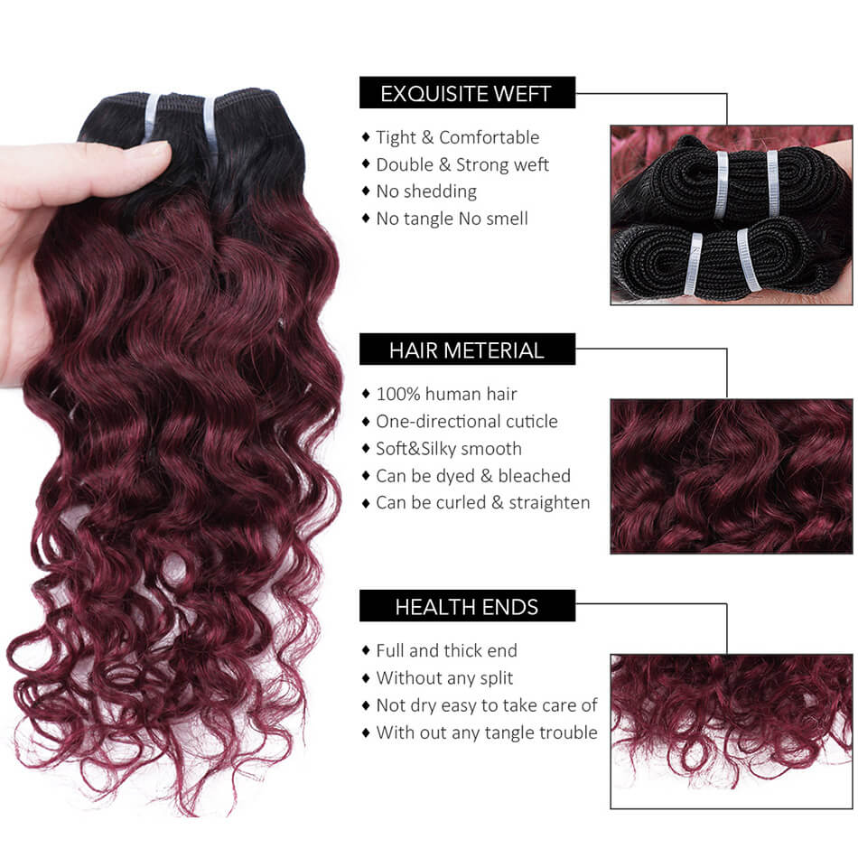 T1B/30 Kinky Curly Hair Brown Ombre 100% Human Hair Extensions 4 Bundles Non-Remy Hair Weave Bundles