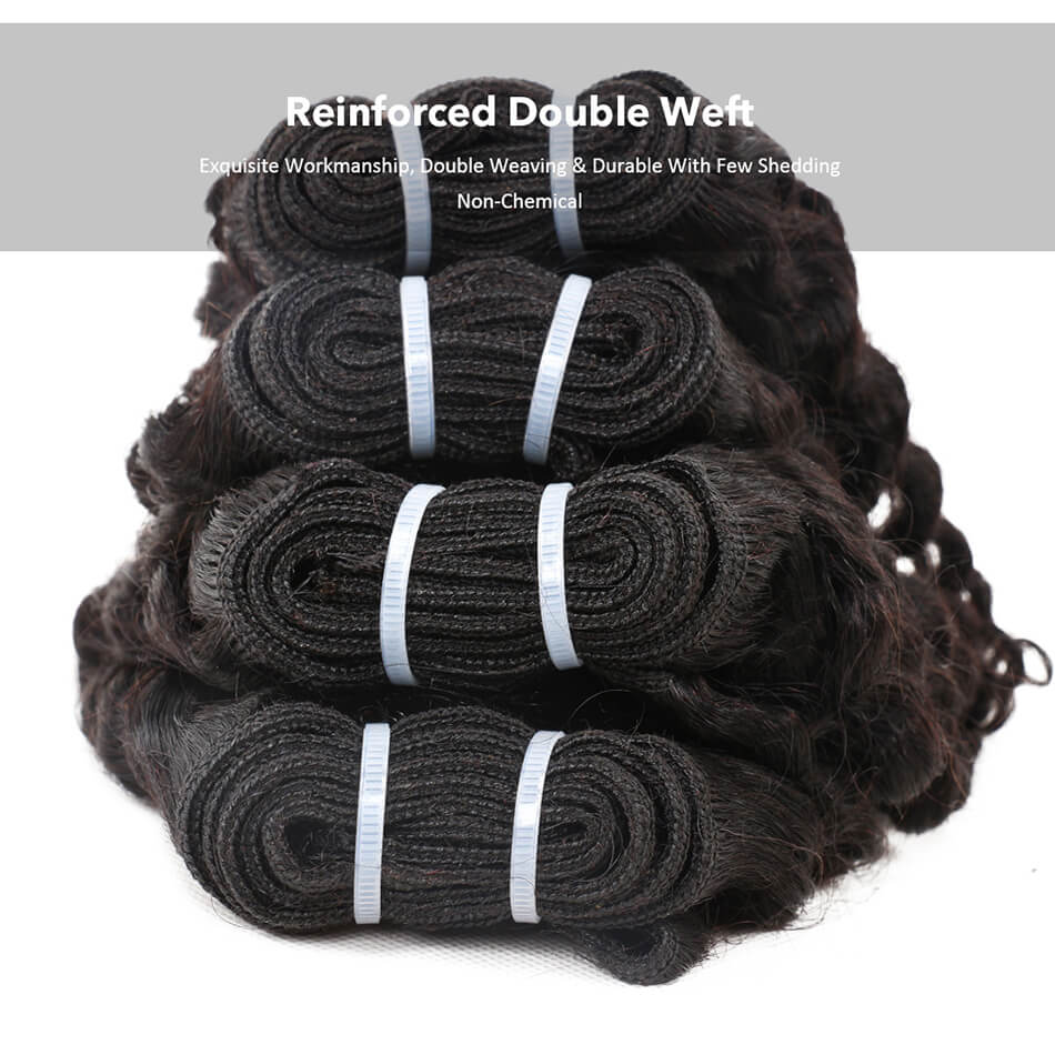 BHF 4 Bundles Brazilian Deep Wave 100% Human Hair  Weaves Bundles 50G/pc Remy Human Hair