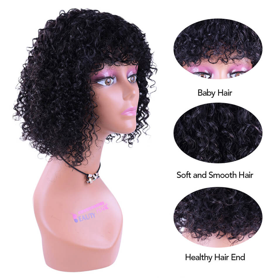 Short Bobo Wigs With Bangs 100% Brazilian Human Hair Wig 8&apos;&apos;-14&apos;&apos; No-Lace Wig 4 Style In Stock