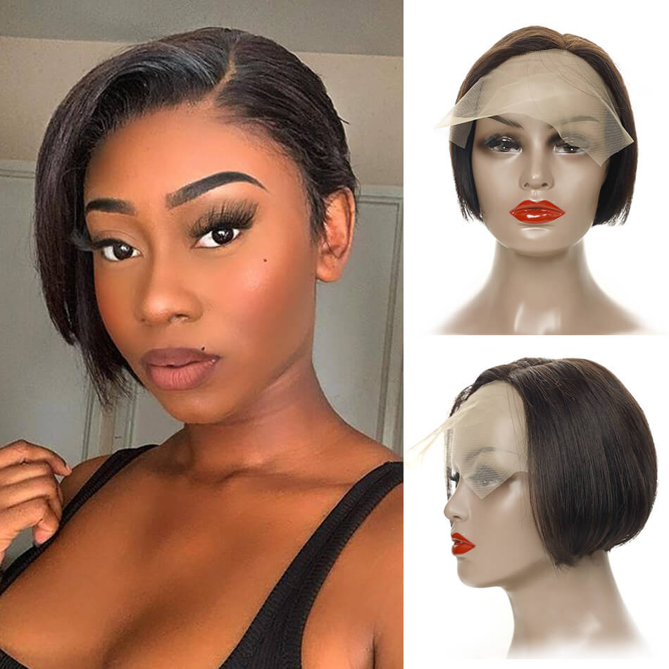 6inch Straight T Part Wig Side/Middle Part Style Bobo Wig 100% Human Hair Wig