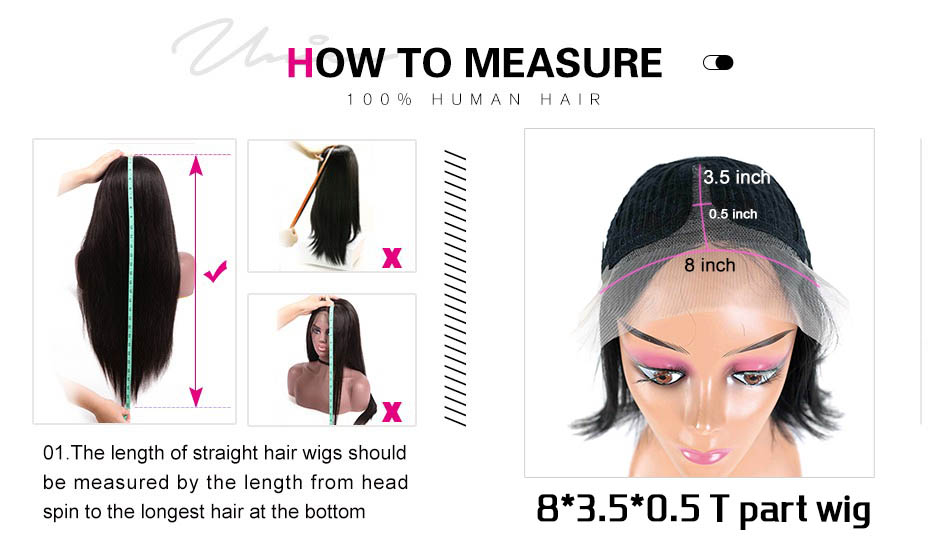 6inch Straight T Part Wig Side/Middle Part Style Bobo Wig 100% Human Hair Wig
