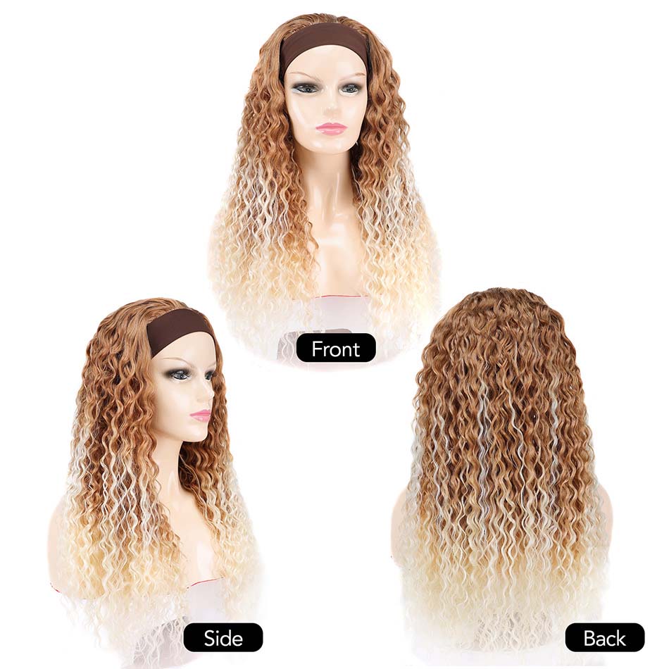 28Inch Water Wave Headband Wigs Synthetic Wig With Headband For Women Glueless Wig By BHF