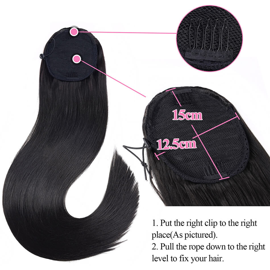 BHF Straight 30inch Long Ponytail Synthetic Hair Wrap on Clip Hair Extensions Fack Hair(80CM)
