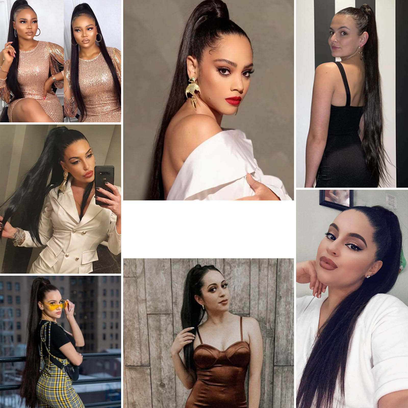 BHF Straight 30inch Long Ponytail Synthetic Hair Wrap on Clip Hair Extensions Fack Hair(80CM)