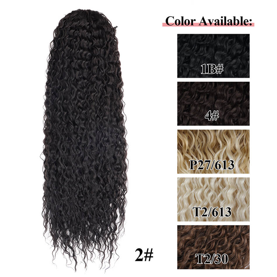 BHF Synthetic Ponytail Drawstring Long Ponytail wig Water Wave Clip In Ponytail Hair Extension Wig