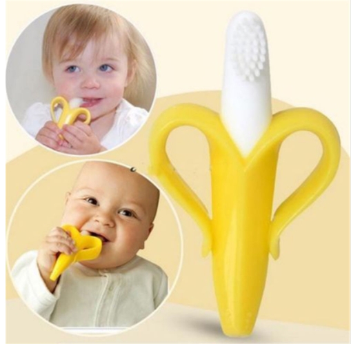 Banana Shape Safe Toddle Teether Baby Silicone Training Toothbrush BPA Free Banana Teething Ring Silicone Chew Dental Care Toot