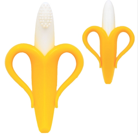 Banana Shape Safe Toddle Teether Baby Silicone Training Toothbrush BPA Free Banana Teething Ring Silicone Chew Dental Care Toot