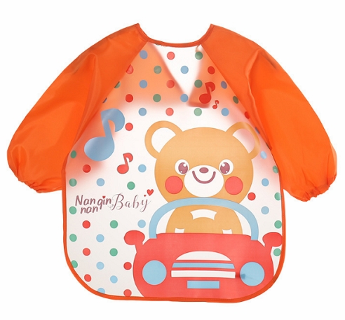 Cute Baby Bibs Waterproof Long Sleeve Apron Children Feeding Smock Bib Burp Clothes