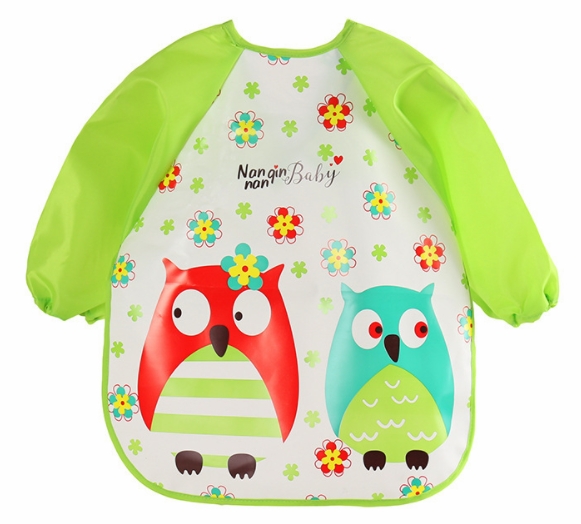 Cute Baby Bibs Waterproof Long Sleeve Apron Children Feeding Smock Bib Burp Clothes