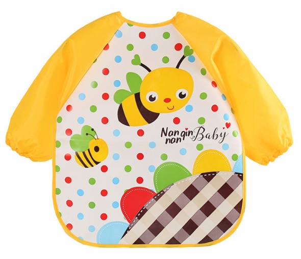 Cute Baby Bibs Waterproof Long Sleeve Apron Children Feeding Smock Bib Burp Clothes