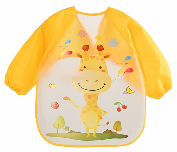 Cute Baby Bibs Waterproof Long Sleeve Apron Children Feeding Smock Bib Burp Clothes