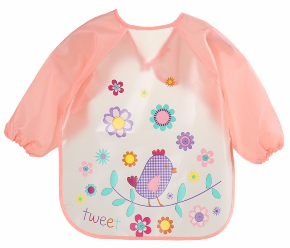 Cute Baby Bibs Waterproof Long Sleeve Apron Children Feeding Smock Bib Burp Clothes