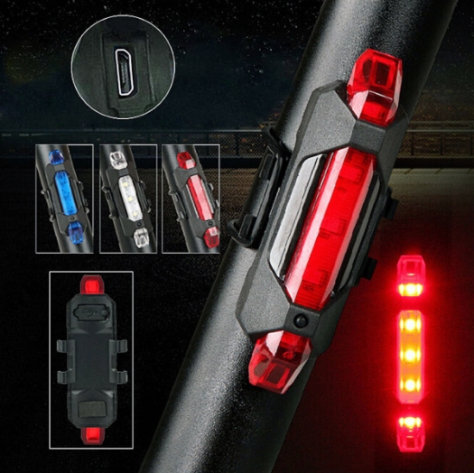 New Portable LED USB Rechargeable Cycling Light Bike Bicycle Tail Rear Safety Warning Light
